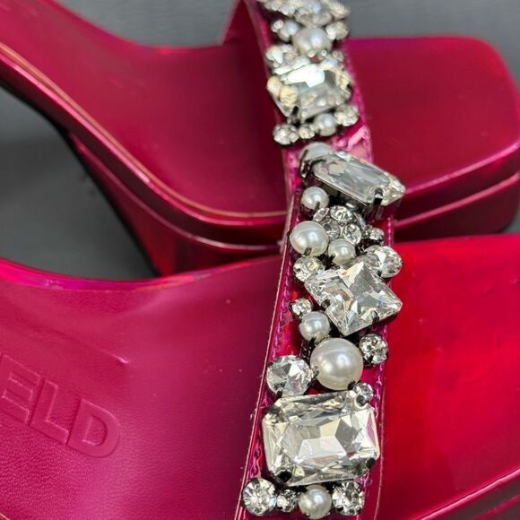 KARL LAGERFELD PARIS Women's Jala Embellished Ankle-Strap Sandals size 10 - Picture 3 of 11